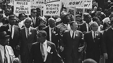 Civil-rights leaders marching at the 1963 March on Washington
