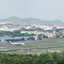 A panoramic view of Chennai International Airport's runway and terminals from St Thomas Mount