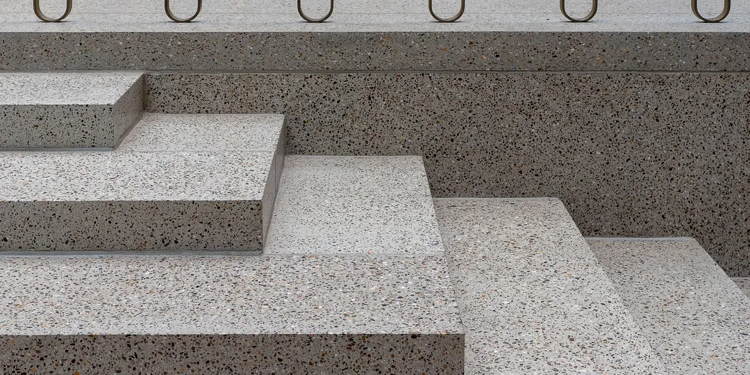 Minimalist concrete steps in bright daylight